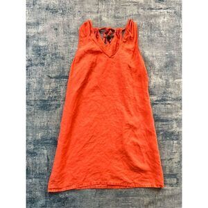 Tommy Bahama Orange Sleeveless Tie Back 100% Linen Shift Dress XL